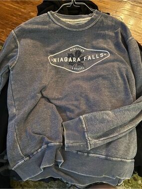 Niagara Falls Northern Apparel Blue Crewneck Sweatshirt fits like a medium